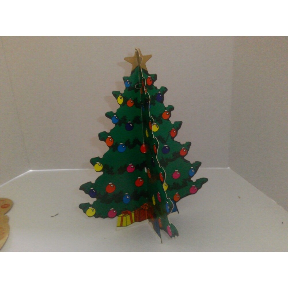 Vintage 1960s Die-Cut Cardboard Christmas Tree 11" High